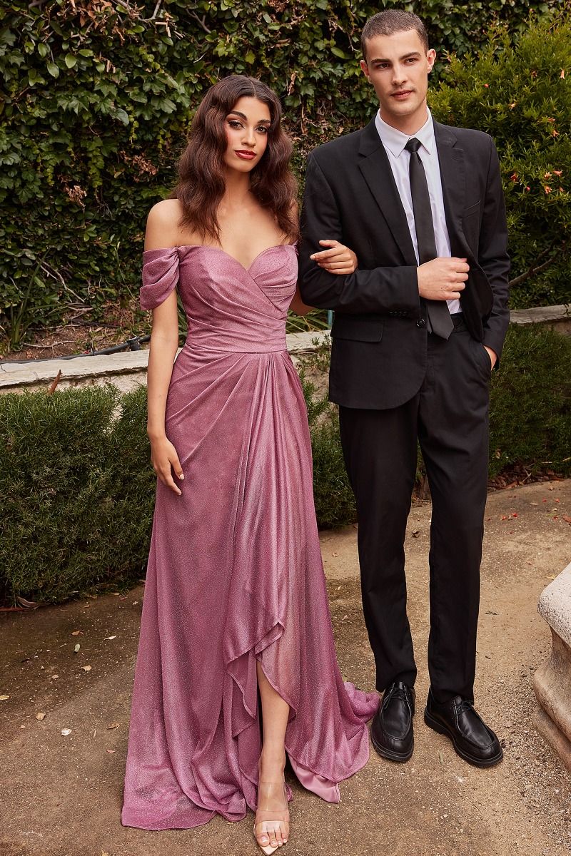 Strapless Off The shoulder Wrap Bodice Glitter Sequin Long Prom & Bridesmaid Dress CDCD878-0